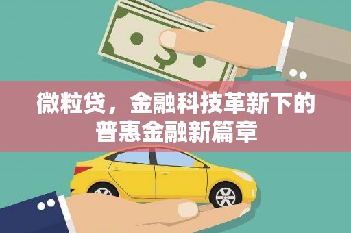 库尔勒微粒贷，金融科技革新下的普惠金融新篇章